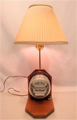 VINTAGE DUNCAN ELECTRIC METER TABLE LAMP TESTED FULLY OPERATES W/SPINNING METER